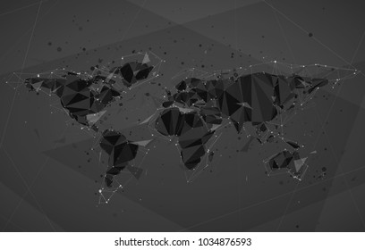 vector planet earth on color background. 3d skeleton of triangular segments