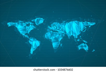 vector planet earth on color background. 3d skeleton of triangular segments