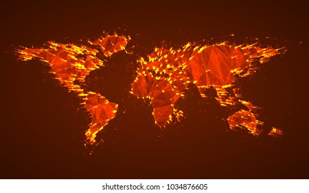 vector planet earth on color background. 3d skeleton of triangular segments