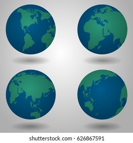 Vector planet icon. Web illustration background. Isolated earth globe. World map design. Global sphere planet symbol
