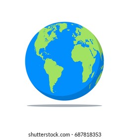 Vector planet icon. Web illustration background. Isolated earth globe. World map design. Global sphere planet symbol