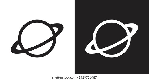 vector planet icons black and white