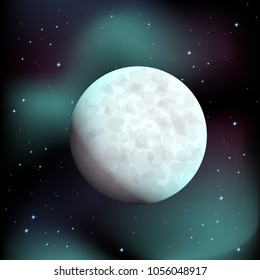 Vector, planet icy, cold planet in space, frosty space, white snowy frozen planet, 3D, realistic illustrations.