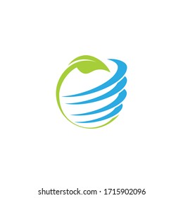 Vector of planet and leaf logo combination. World and eco symbol or icon. Unique globe and organic logotype design template