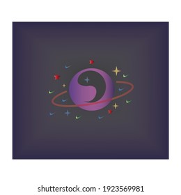 vector planet logo illustration space design background color