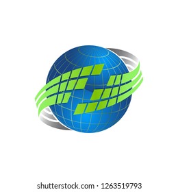 Vector Planet logo. Orbit vector and Satellite logo. 