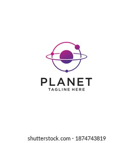 vector planet logo satellite design template cosmos best concept web icon app science