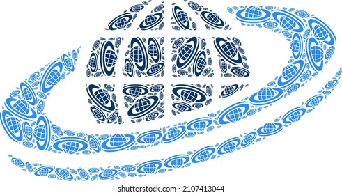 Vector planet orbit icon collage. Planet orbit composition is made from repeating self planet orbit items. Fractal collage from planet orbit icon.
