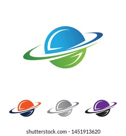 Vector Planet and orbit logo abstract vector design. Planet orbit concept and idea logo vector