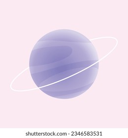 Vector planet with ring saturn vector simple illustration on white background.