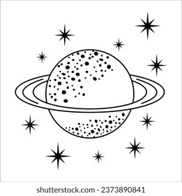 Vector planet saturn tattoo illustration line art. tattoo idea. Eps 10