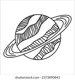 Vector planet saturn tattoo illustration line art. tattoo idea. Eps 10