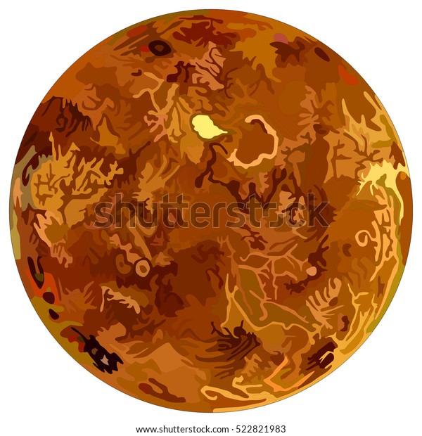 Vector Planet Venus Located Solar System Stock Vector