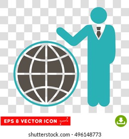 Vector Planetary EPS vector pictogram. Illustration style is flat iconic bicolor grey and cyan symbol on a transparent background.