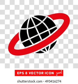 Vector Planetary Ring EPS vector pictogram. Illustration style is flat iconic bicolor intensive red and black symbol on a transparent background.