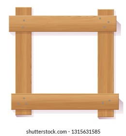 Vector Plank Frame Illustration With Realistic Wood Texture Isolated On White