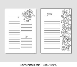 vector planner to do list day floral composition coloring page