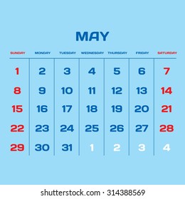 Vector planning calendar 2016. May.