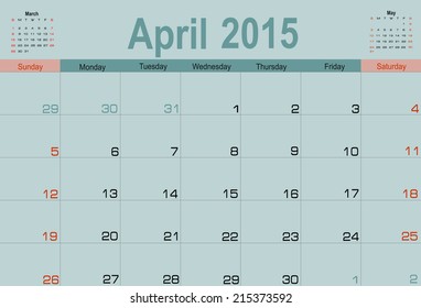 Vector planning calendar April 2015