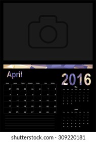 Vector planning calendar April 2016