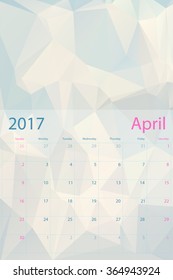 Vector planning calendar April 2017 low polygon