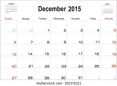 Vector planning calendar December 2015