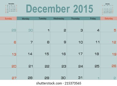 Vector planning calendar December 2015