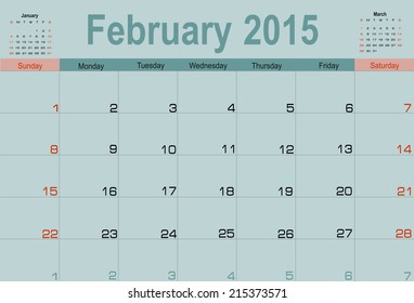 Vector planning calendar February 2015