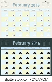 Vector planning calendar  February 2016