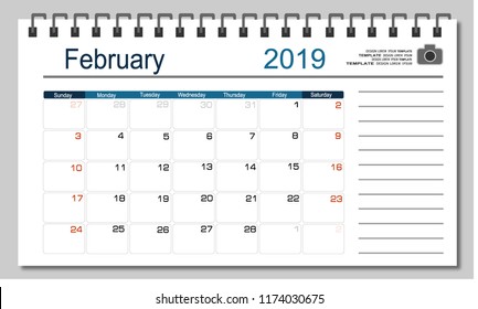 Vector planning calendar February 2018