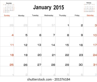 Vector planning calendar January 2015