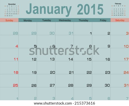 Vector planning calendar January 2015