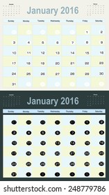 Vector planning calendar  January 2016