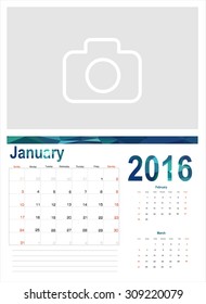 Vector planning calendar January 2016
