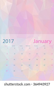 Vector planning calendar January 2017 low polygon