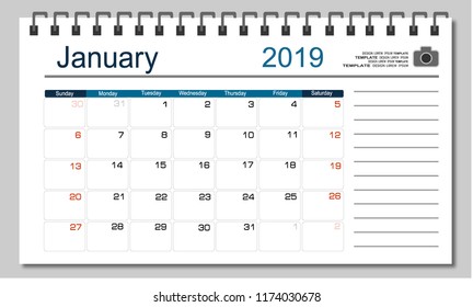 Vector planning calendar January 2018