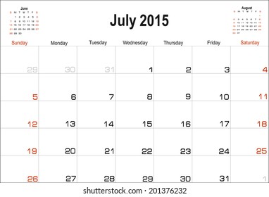 Vector planning calendar July 2015