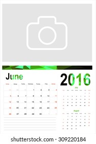 Vector planning calendar June 2016