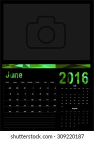 Vector planning calendar June 2016