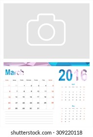 Vector planning calendar March 2016