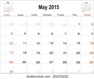 Vector planning calendar May 2015