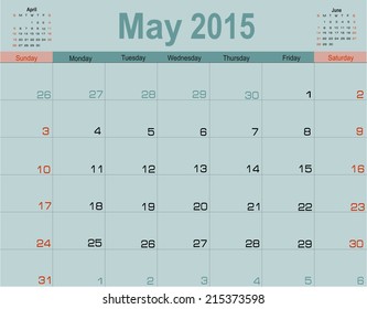 Vector planning calendar May 2015