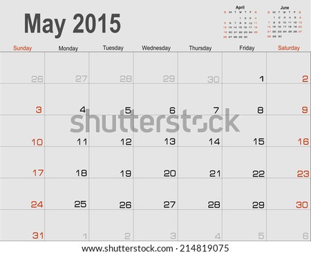 Vector planning calendar May 2015