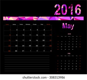 Vector planning calendar May 2016