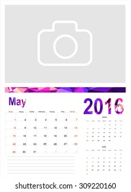 Vector planning calendar May 2016