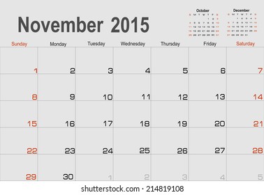 Vector planning calendar November 2015