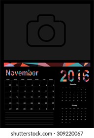 Vector planning calendar November 2016