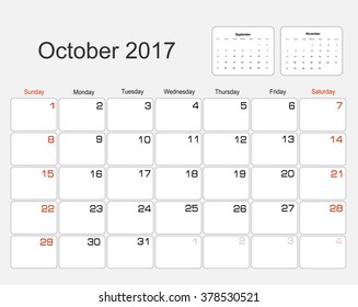 Vector planning calendar November 2017