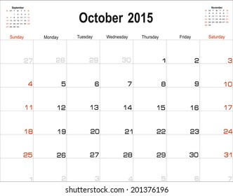 Vector planning calendar October 2015