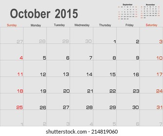 Vector planning calendar October 2015